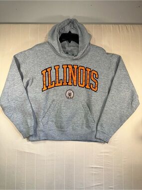 Vintage J. America University of Illinois Fighting Illini Hoodie Gray Small EUC